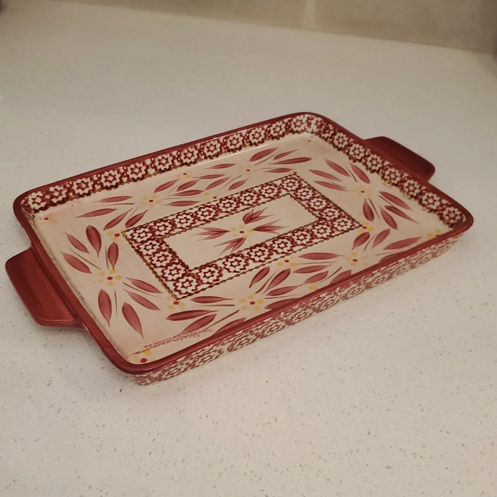 Temptations Old World Cranberry Rectangular Tray 12 inch